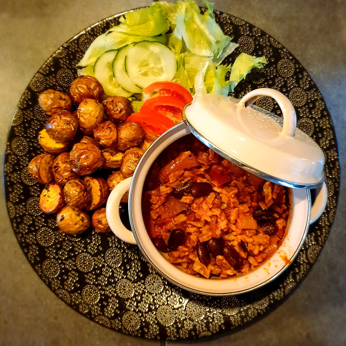 Rendang, slow-cooked and served in the pot
